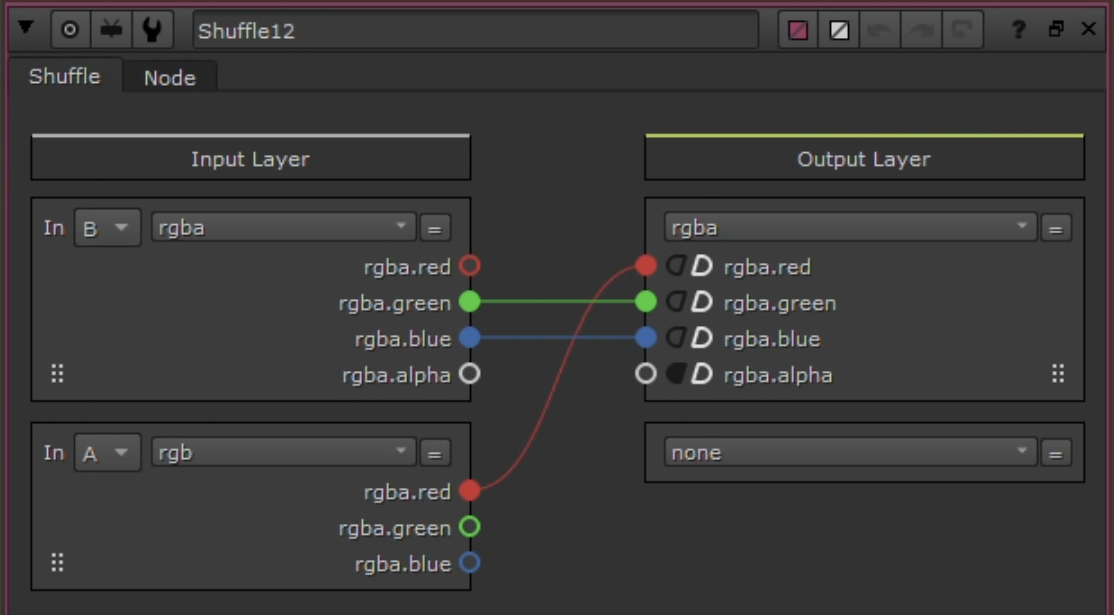 Shuffle node settings